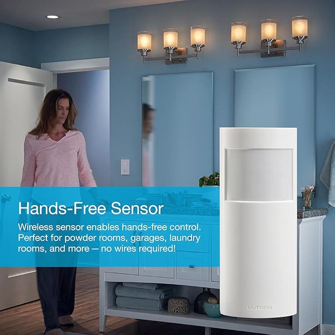 Lutron PD-OSENS-WH Caseta Smart Lighting Auto On and Off Motion Sensor, for Dimmers, Switches, and Fans Controls, No Wires Required, White