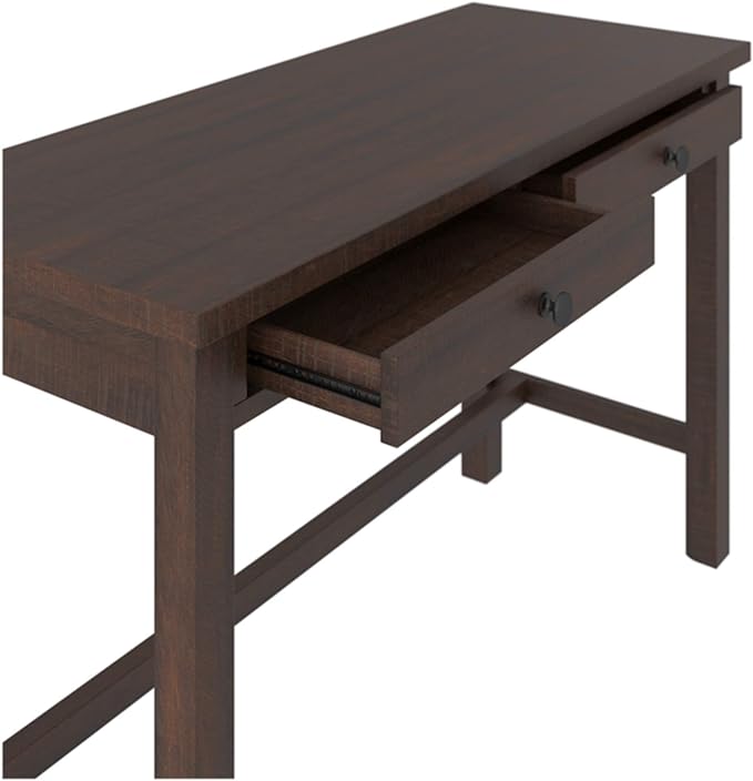 Signature Design by Ashley Camiburg Modern Home Office Writing Desk with Drawers, Warm Brown