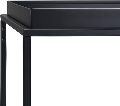 SIMPLIHOME Garner 47 inch Wide Metal Tray Top Console Sofa Entryway Table in Black, for the Living Room, Entryway and Bedroom