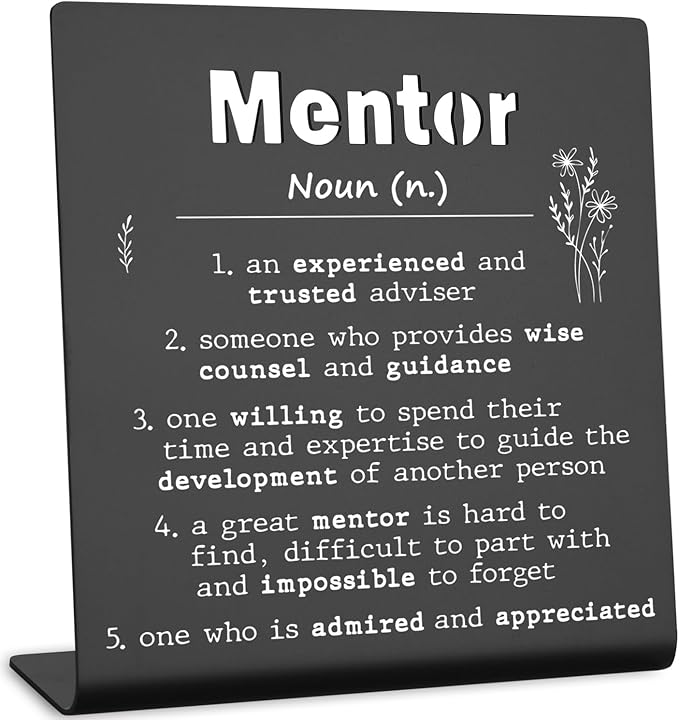 Afterprints Mentor Gifts for Women Men Thank You Gifts For Mentor Leaving Going Away Retirement Appreciation Boss, Coworker, Teacher, Counselor, Coach Office Desk Decor (black) XLK09