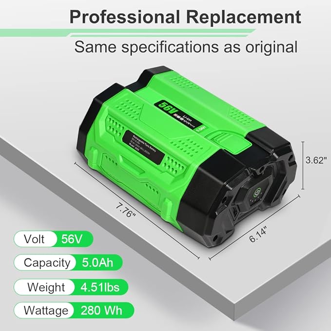 2024 New Upgrade 5.0Ah Replacement for EGO 56V Battery Compatible with 56-Volt BA1400T BA4200 ST1502LB CS1604 LB4800 LB5804 HT2400 Crodless Tools (1 Pack)