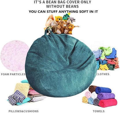 Bean Bag Chair Cover (No Filler) Stuffed Animal Storage Bean Bag Cover Pets Dogs/Cats Lazy Beds. Washable Ultra Soft Corduroy Stuffed for Organizing Plush Toys or Textile, Sack Bean Bag