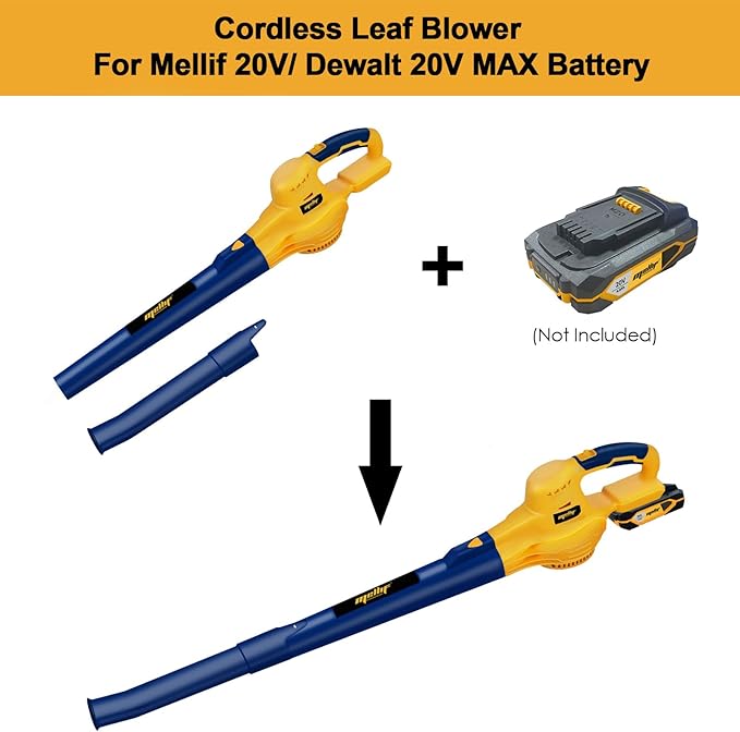 Cordless Leaf Blower, Mellif for 20V Max Lithium Battery (Battery NOT Included) Handheld Electric Jobsite Air Blower 100CFM 110MPH Powerful for Lawn Care | Snow Blow | Yard Clean