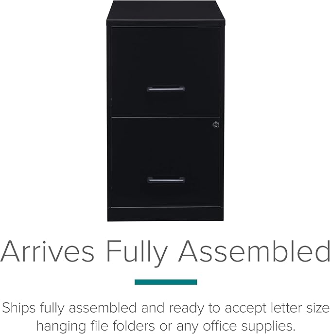 Lorell 14341 18 Deep 2-Drawer File Cabinet, Black