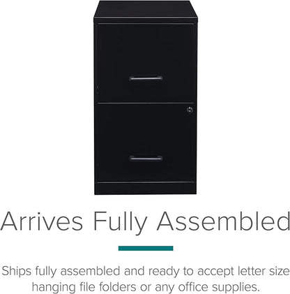 Lorell 14341 18 Deep 2-Drawer File Cabinet, Black