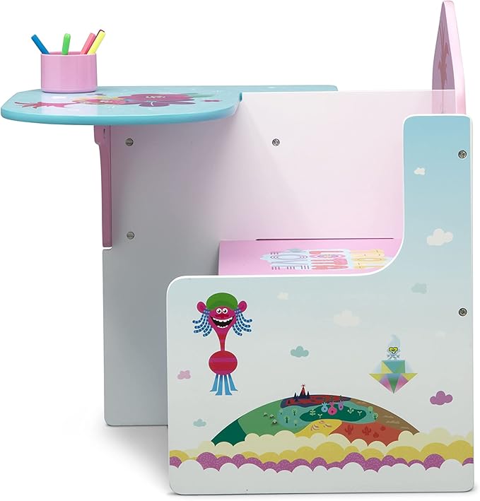 Delta Children Chair Desk with Storage Bin, Trolls World Tour