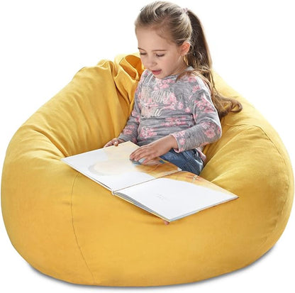 YuppieLifeKids Storage Bean Bag Cover（No Filling）Candy-Colored/Toy Organizer|Carrying Handle Sofa|Available for Kids and Teenager|Cuddle Chair|Machine Washable and Durable（27'',Ginger）