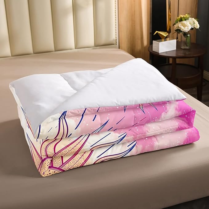 Sun and Moon Comforter Set Queen Stars Constellation Galaxy Bedding Set,Pink Blue Pastel Clouds Tie Dye Comforter For Kids Girls Women Boho Hippie Psychedelic Celestial Astrology Quilt Duvet Set 3 Pcs