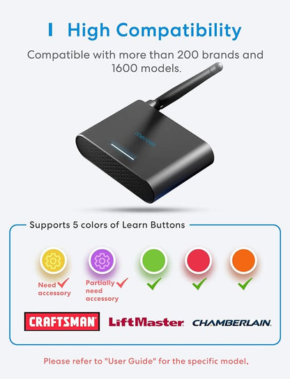 Smart Garage Door Opener Remote with External Antenna, Up to 3 Single Doors, Compatible with Apple HomeKit, Amazon Alexa,SmartThings, Google Assistant