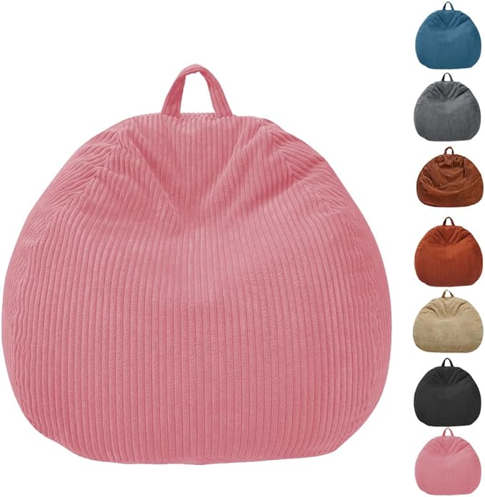 Bean Bag Chairs Cover (No Filler),Bean Bag Cover,Bean Bag for Kids,Adults,Teens-[Small 32 * 28 in]inches Pink Bean Bags