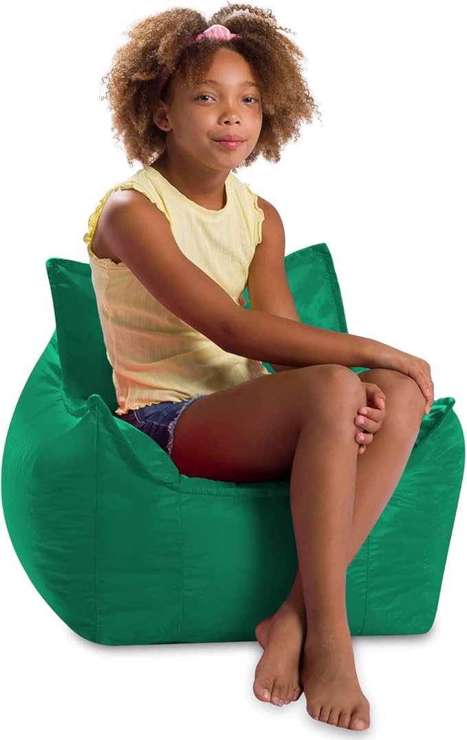 Posh Creations Structured Comfy Bean Bag Chair for Gaming, Reading, and Watching TV, Newport Chair, Microsuede - Tide Pool