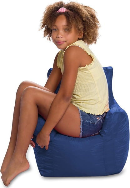 Posh Creations Structured Comfy Bean Bag Chair for Gaming Reading and Watching TV Pasadena Soft Nylon-Navy Pasadena Chair