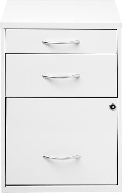 OSP Home Furnishings HPB Heavy Duty 3-Drawer Metal File Cabinet for Standard Files and Office Supplies, White Finish
