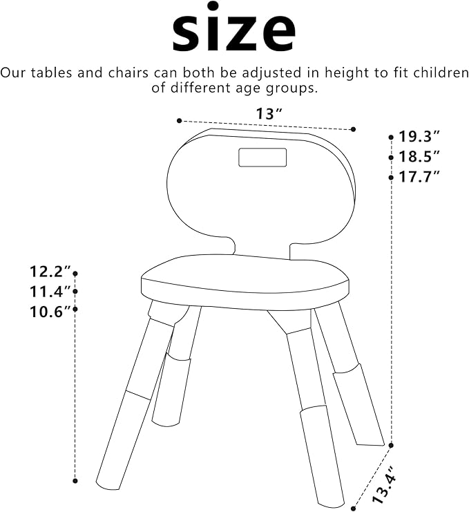 3 Level Height Adjustable Kids Chairs Plastic Preschool Chair Durable and Lightweight Child Chair with a Maximum Load Capacity of 220 pounds Suitable for Day Care, Classroom, and Home (2-Pack Grey)