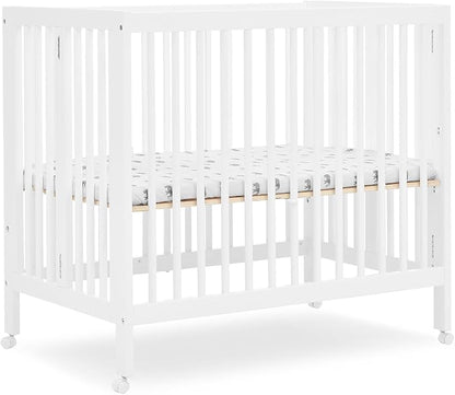 Delta Children Mia Portable Folding Mini Crib with 1.5-Inch Mattress - Greenguard Gold Certified, Bianca White