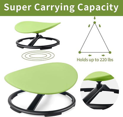 Kids Sensory Swivel Chair, Autism Sensory Chair, Spinning Chair for Autistic Kids, Small Space, Spin Seat, Metal Base, Non-Slip Design, Green