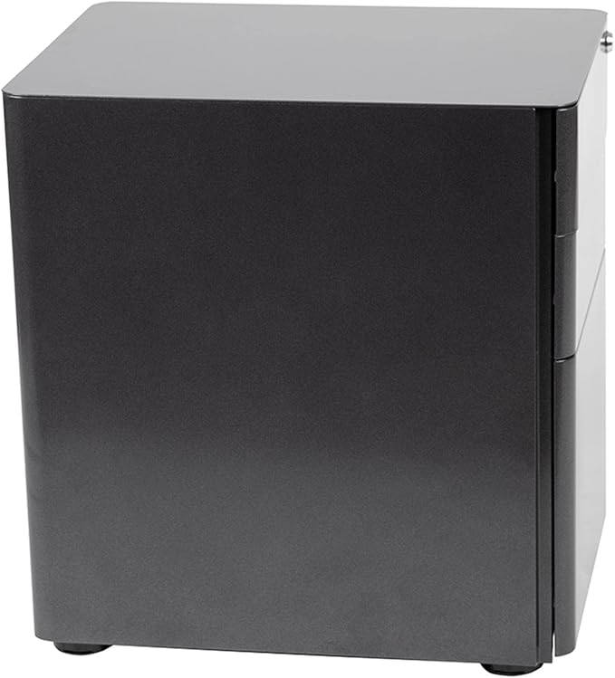 Flash Furniture Warner Modern 3-Drawer Mobile Locking Filing Cabinet with Anti-Tilt Mechanism and Hanging Drawer for Legal & Letter Files, Black
