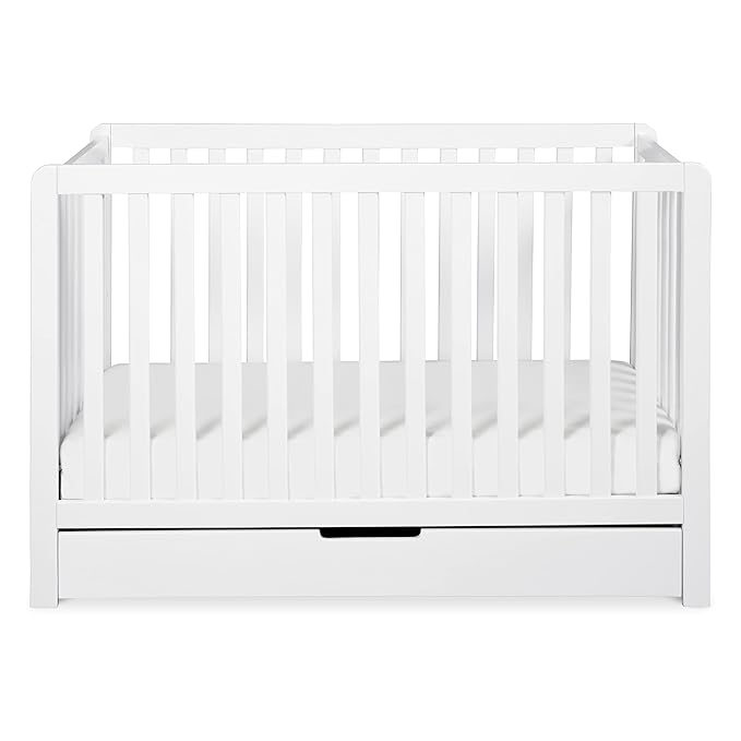 Carter's by DaVinci Colby 4-in-1 Convertible Crib with Trundle Drawer in White, Greenguard Gold Certified, Undercrib Storage