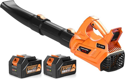 Leaf Blower - 320CFM 180MPH 21V Leaf Blower Cordless with 2 X 5.0 Ah Battery & Charger, Electric Leaf Blower Battery Powered Leaf Blower Lightweight for Snow Blowing & Lawn Care Yard Cleaning