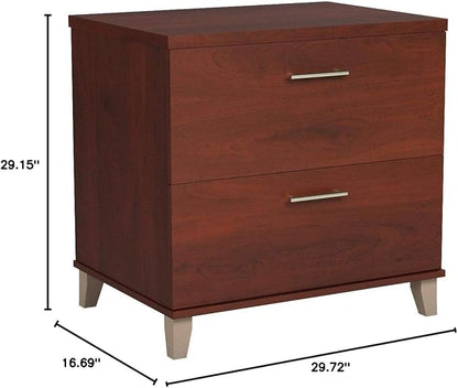 Bush Furniture Somerset 2 Drawer Lateral File Cabinet | Letter, Legal, and A4-size Document Storage for Home Office, 30W x 17D x 29H, Hansen Cherry