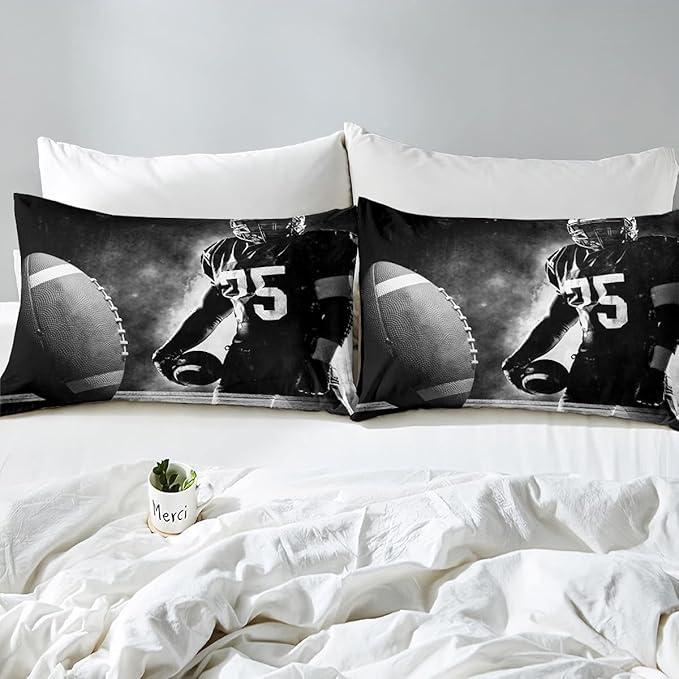 Erosebridal Football Down Comforter for Kids Boys Girls Teens Sports Theme Comforter Set Soccer Pattern Duvet Insert Football Match Bedding Set Youth Bedroom Decor Quilted with 2 Pillowcase,King