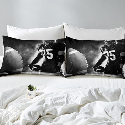 Erosebridal Football Down Comforter for Kids Boys Girls Teens Sports Theme Comforter Set Soccer Pattern Duvet Insert Football Match Bedding Set Youth Bedroom Decor Quilted with 2 Pillowcase,King