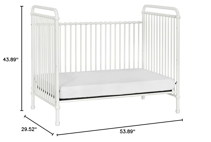 Namesake Abigail 3-in-1 Convertible Metal Crib in Washed White, Greenguard Gold Certified