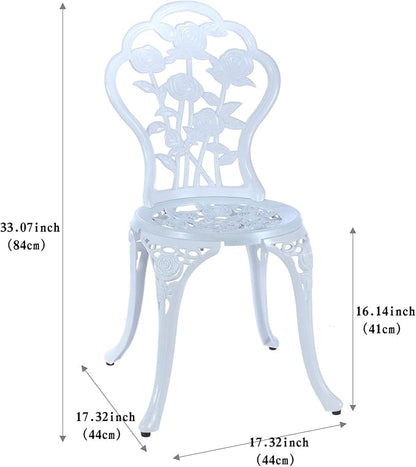 3 Piece Bistro Set,Outdoor Patio Set,Anti-Rust Cast Aluminum Bistro Table Set for Park Yard Front Porch Furniture(White)