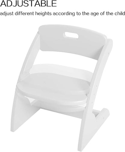 HOUCHCIS Toddler Chair, Wooden Toddler Chair for Kids, Adjustable Kids Chairs for Toddlers, Toddler Chairs and Small Chair, Kids Chair (White)