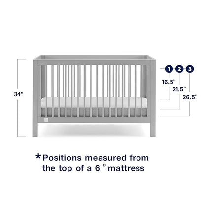 babyGap by Delta Children Charlie 6-in-1 Convertible Crib TrueSleep Crib and Toddler Mattress (Bundle), Grey