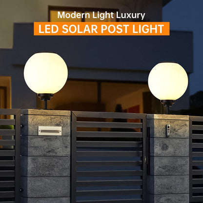 Solar Outdoor Column Lights - Aluminum Fence Pedestal Post Lamp Outdoor Vintage LED Globe Pillar Lights, IP65 Waterproof External Landscape Street Lighting Fixtures