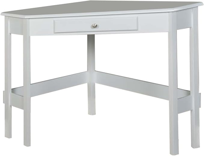 Kings Brand Furniture - Hastings Wood Home & Office Corner Desk with Drawer, White