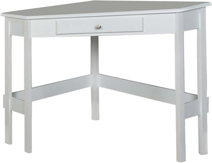 Kings Brand Furniture - Hastings Wood Home & Office Corner Desk with Drawer, White