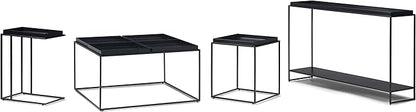 SIMPLIHOME Garner 47 inch Wide Metal Tray Top Console Sofa Entryway Table in Black, for the Living Room, Entryway and Bedroom