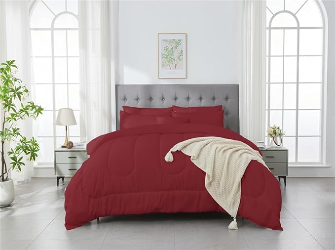 3 Piece Solid Color All Season Bedding Comforter Set Microfiber Soft Lightweight Bedding Set for Kids Teens Adults Room Decor with 1 Comforter and 2 Pillowcases Full
