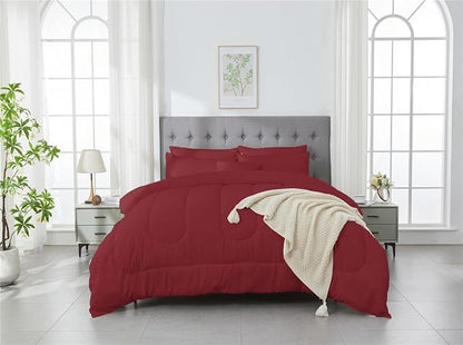 3 Piece Solid Color All Season Bedding Comforter Set Microfiber Soft Lightweight Bedding Set for Kids Teens Adults Room Decor with 1 Comforter and 2 Pillowcases Full