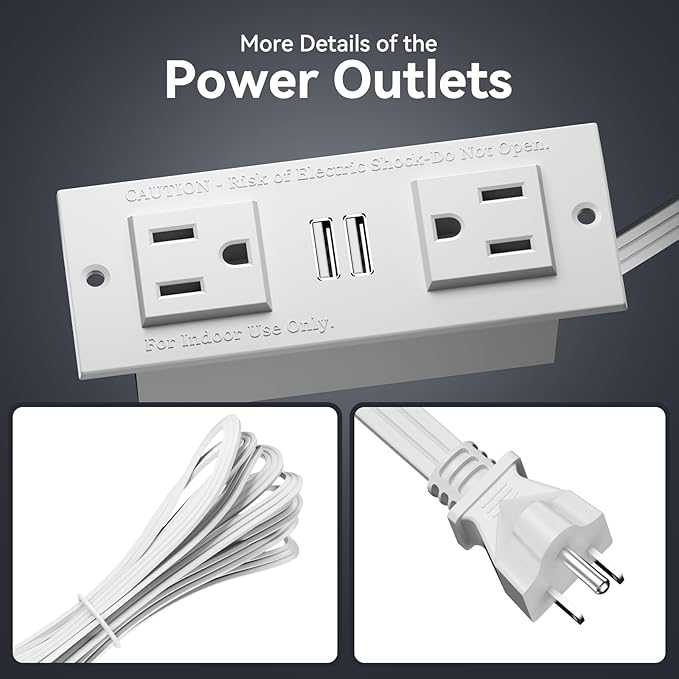 Furologee Charging Station for White 2 Penson Desk with LED Lights and Monitor Stand