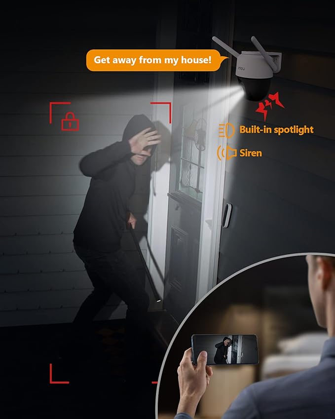 Imou Security Camera Outdoor with Floodlight and Sound Alarm, 4MP QHD Pan/Tilt 2.4G Wi-Fi Camera, IP66 Weatherproof 2.5K Bullet Camera, Full Color Night Vision IP Camera with 2-way Talk, Cruiser