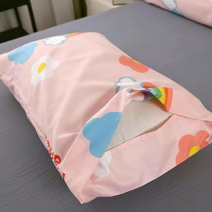 3PCS Rainbow Comforter Set Twin, Cute Pink Twin Size Flower Cloud and Rainbow Comforter Aesthetics, Super Soft and Comfort Microfiber, Kawaii Girls’ Bedroom Decor for Kids, Teens, Children, Women