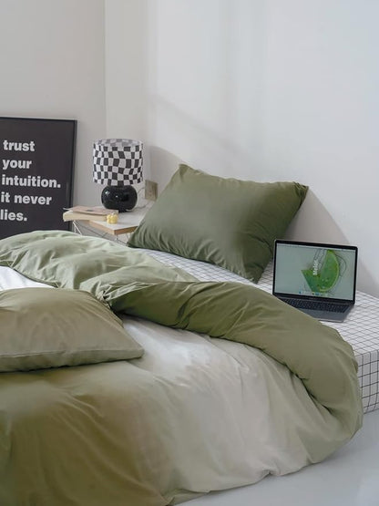 Gradient Green Comforter Set Ombre White Green Bedding Set Queen Women Aesthetic Comforter 3 PCs Green Color Bed Comforter Set Queen Gradient White and Green Comforter Set Queen