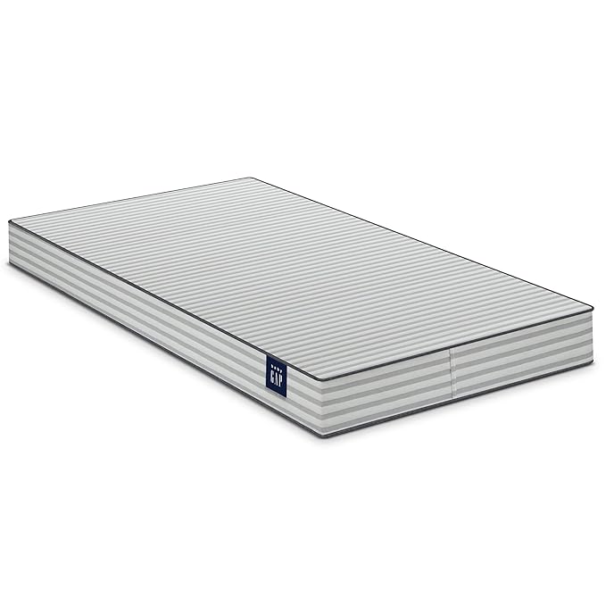 babyGap by Delta Children Charlie 6-in-1 Convertible Crib TrueSleep Crib and Toddler Mattress (Bundle), Navy