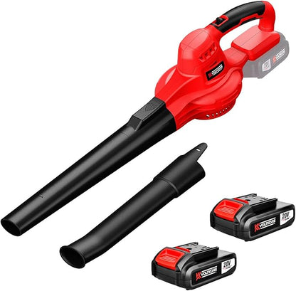 Leaf Blower, VOLTKORE 20V Cordless Leaf Blower, Electric Battery Powered Leaf Blower for Blowing Leaves, Dust in Lawn, Patio, Jobsite...(Quick Charger & 2 Battery Included)