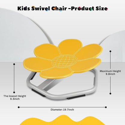 Sensory Toys Kids Swivel Chair, Autism Kids Swivel Chair, Petal Sit and Spin Seat Balance Chair Indoor for Child Age 3+, Regulating Toddler’s Body Balance, Metal Base Non-Slip Yellow