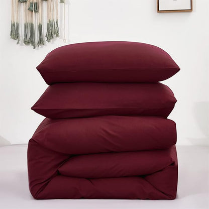 Burgundy Comforter Set Cal King Size Dark Red Bedding Set Pure Burgundy Beddig Soft Durable Quilt Set Women Durable Lightweight Plain Burgundy Blanket Men Breathable Dark Red Bed Comforter Set