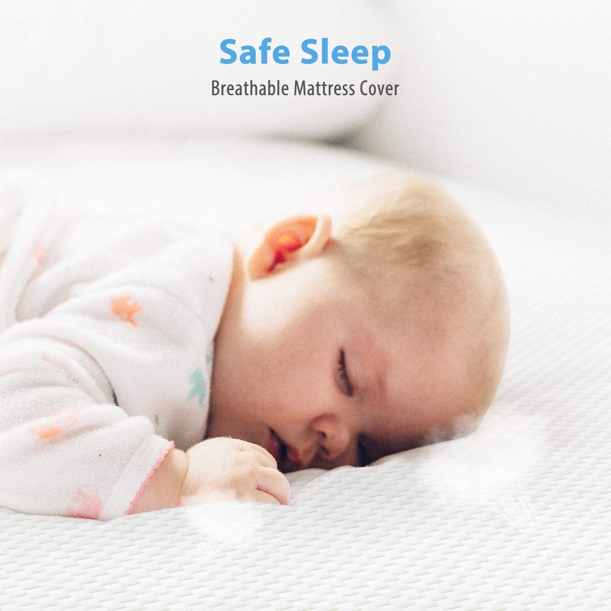 Crib Mattress, Dual Sided Comfort Memory Foam Toddler Bed Mattress, Triple-Layer Breathable Premium Baby Mattress for Infant and Toddler w/Removable Outer Cover - White&Blue