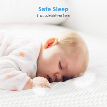 Crib Mattress, Dual Sided Comfort Memory Foam Toddler Bed Mattress, Triple-Layer Breathable Premium Baby Mattress for Infant and Toddler w/Removable Outer Cover - White&Blue