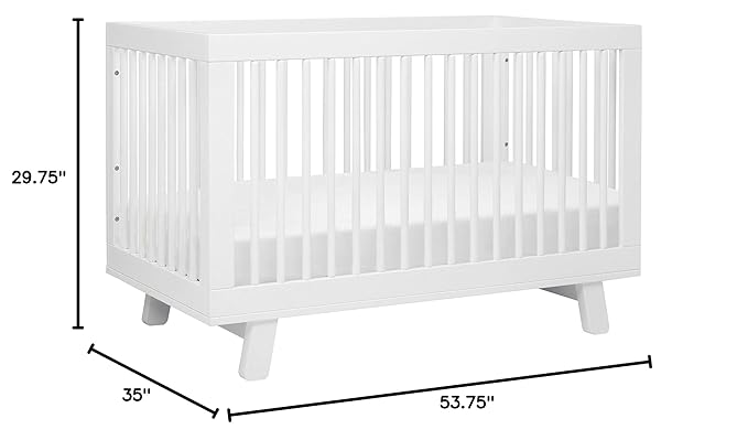 Babyletto Hudson 3-in-1 Convertible Crib with Toddler Bed Conversion Kit in White, Greenguard Gold Certified , 53.75x29.75x35 Inch (Pack of 1)