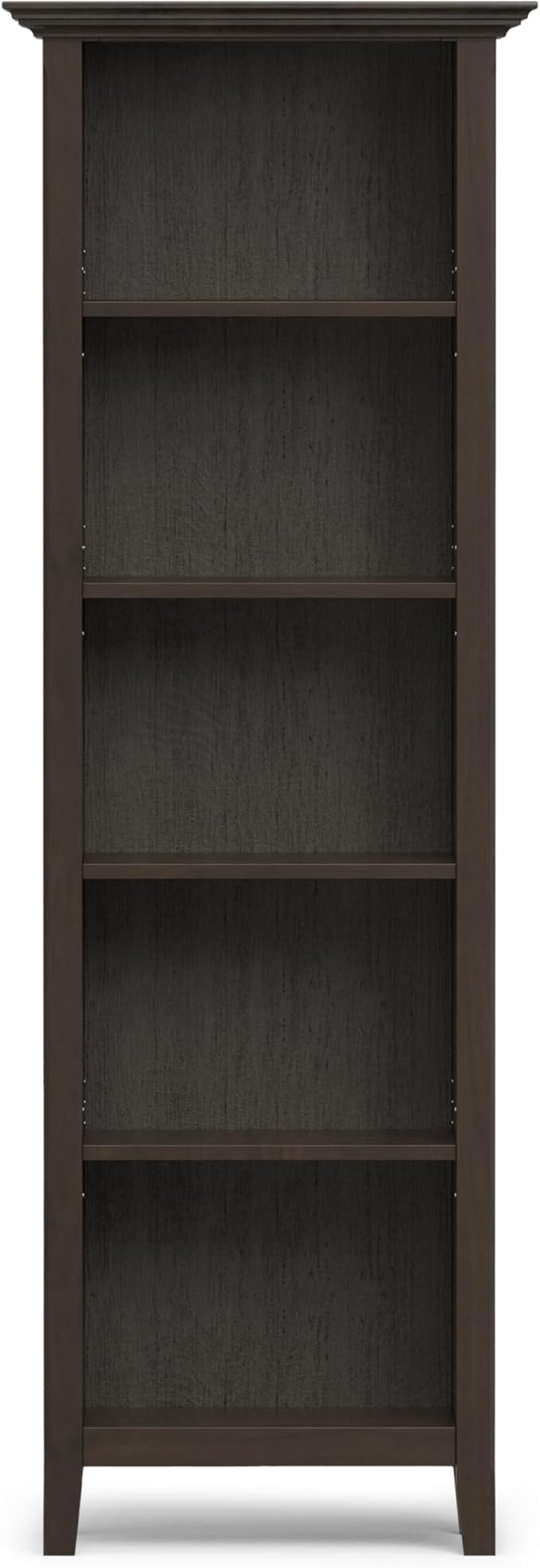 SIMPLIHOME Amherst SOLID WOOD Transitional 5 Shelf Bookcase for The Living, Study Room and Office, 24 inch, Hickory Brown