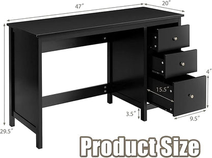 3-Drawer Computer Desk, Black
