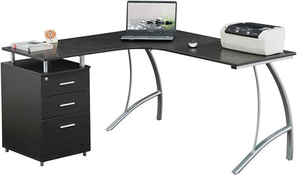 NicBex Laik-DW-00046-DX Desks, 59" W x 55" D x 30" H, Espresso